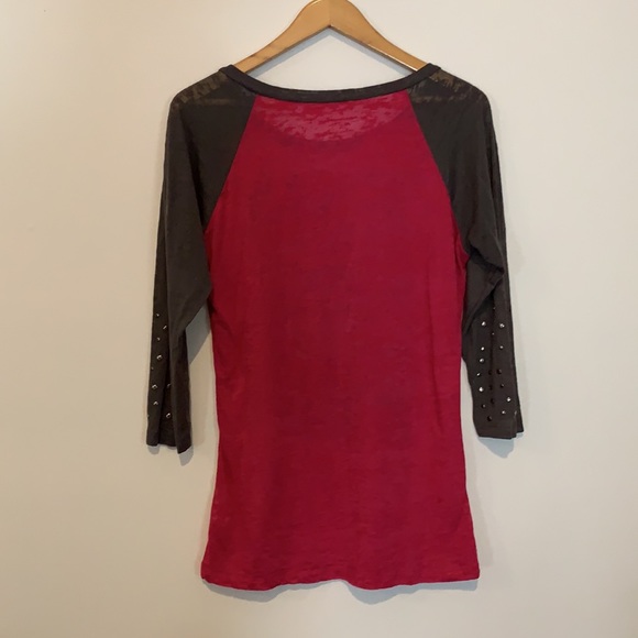 Affliction pink 3/4 sleeve top - Picture 4 of 5